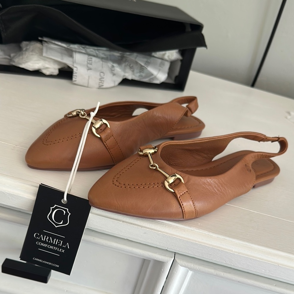 Women's Leather size 8 NWT Slingback Shoes made in Spain